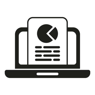 Laptop finansal planlama simgesi basit bir vektör. El ekonomisi. Kurumsal el