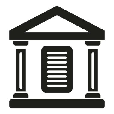 Banka binası simgesi basit vektör. Ekonomik kredi oranı. Gelecekteki dizüstü bilgisayar