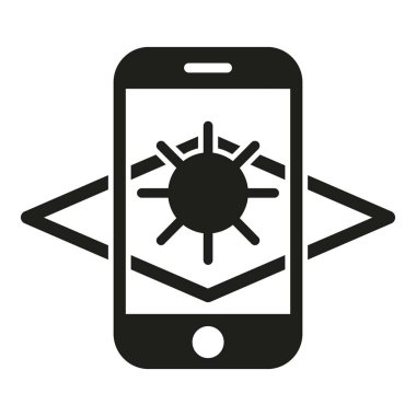 Artırılmış realite telefon ekranı simgesi basit vektör. VR uygulaması. İş adamları