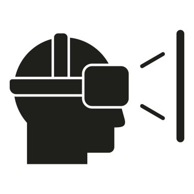 Artırılmış gerçeklik adamı kulaklık simgesi basit bir vektör. Küp gerçeklik işareti. Kamera dijital