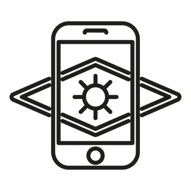 Artırılmış gerçeklik telefonu ekran ana hatları vektörü. VR uygulaması. İş adamları