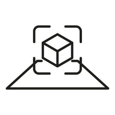 Artırılmış gerçeklik uzayı ikonu ana hatları vektörü. VR cihazı. Gelecek oyun