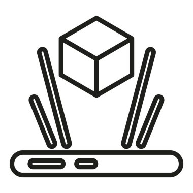 Artırılmış gerçeklik duruşu ikon ana hatları vektörü. Kapalı oyun odası. Video kodu