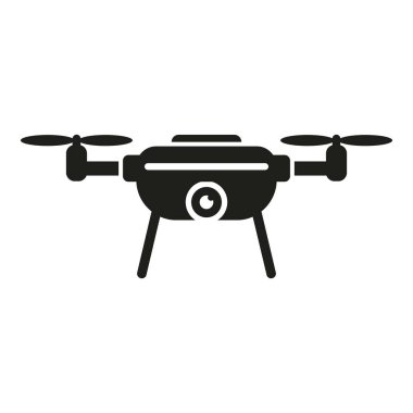 Quadcopter drone simgesi basit vektör. Casus video oyuncağı. Harita alanı