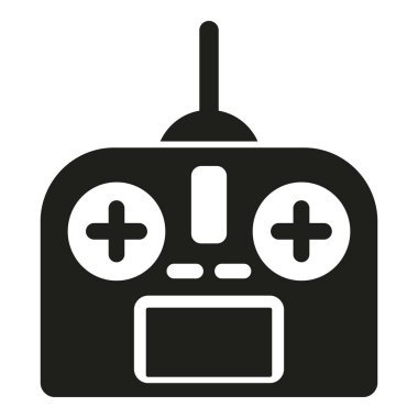 Modern dron kontrol simgesi basit vektör. Havadan kumanda güvenli. Uçak casusu