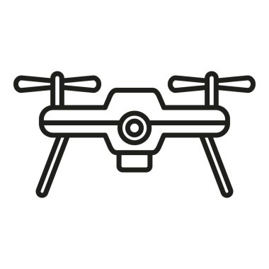 Hava güvenlikli İHA simgesi ana hat vektörü. Robot ai kamera. Kara teknolojisi