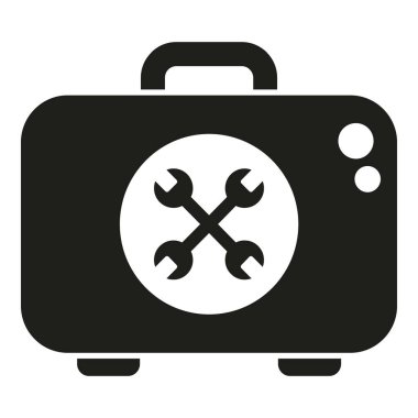 Laptop tamir aracı kutusu simgesi basit vektör. Düğme aleti. Servis telefonu