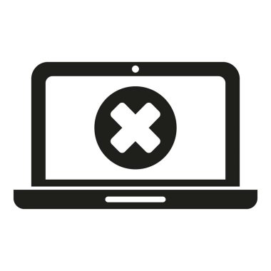 Kırık dizüstü bilgisayar simgesi basit bir vektör. Düğme aracı hatası. Yazılım pc projesi