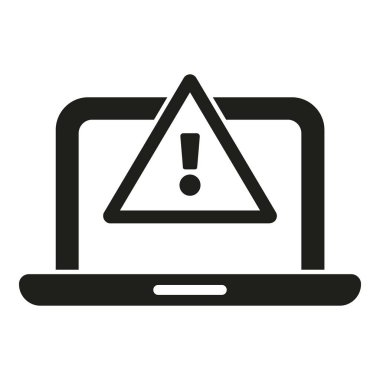 Laptop yazılım uyarı simgesi basit vektör. Yönetim projesi. Veri bilgisayarı bozuk