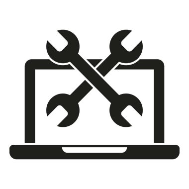 Servis onarım aracı anahtar simgesi basit vektör. Alet tamir. Hata aygıtı fan