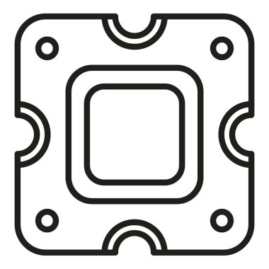 Laptop işlemci onarım ikonu ana hatları vektörü. Düğme aleti. Servis verisi