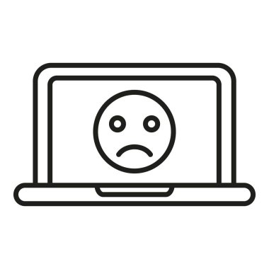 Kırık dizüstü bilgisayar markası simgesi ana hatları vektörü. Hayran teknolojisi. Mobil uzaktan uygulama