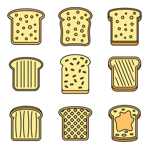 Toast Butter Icons Set Outline Set Toast Butter Vector Icons — Stock Vector