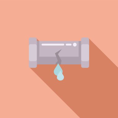 Kırık su borusu ikonu düz vektörü. Tesisatı tamir et. Çamaşır makinesi tamiri