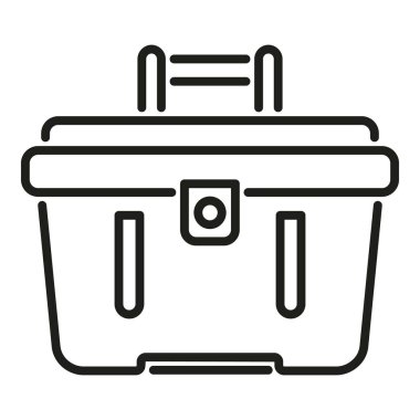 Servis araç kutusu simgesi ana hatları vektörü. Bozuk çamaşır makinesi. Papa bulaşık yıkıyor