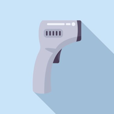 Virüs lazer termometre ikonu düz vektörü tespit etti. Tarayıcı mesafesi. Silah aygıtı sağlığı