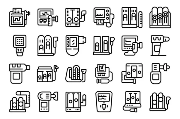 stock vector Spirometer icons set outline vector. Pneumonia health. Hospital machine function