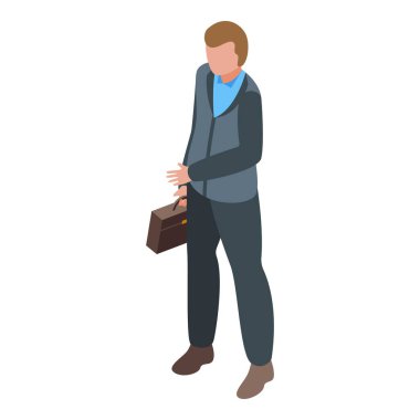 Ofis çalışanı ikon izometrik vektörü. Başarılı modern iş adamı. Hevesli şirket yöneticisi.