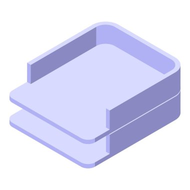 Birim kağıt tepsisi izometrik vektörü. Mali malzeme sepeti. Masaüstü raf dizini