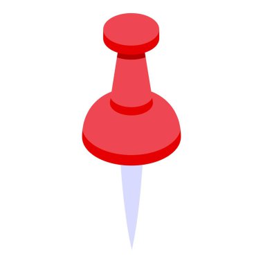 Düzenleyici pin ikonu izometrik vektörüne bas. Kıskaç aleti. İğne duvarı metali