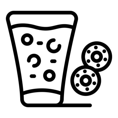 Alkol bağımlılığı yaşayan ikon ana hatları vektörü. Hasta yetişkin. Kötü adam tehlikede.