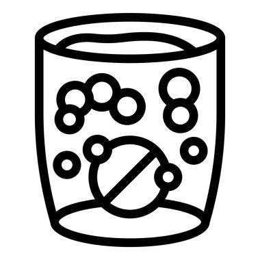 Köpüren cam su ikonu ana hat vektörü. Hevesli uyuşturucu. Sağlıklı bakım