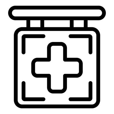 Sokak eczanesi ikonu ana hatları vektörü. Soğuk algınlığı ilacı. Tıbbi açıdan sağlıklı