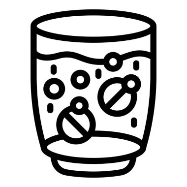 Effervescent cam ikon ana hat vektörü. İlaç köpüğü. Gazoz tozu.