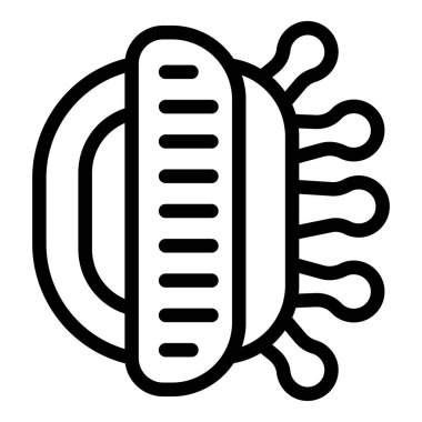 Çift aksiyon vücut fırçası ikon ana hatları vektörü. Antioksidan bambu aksesuarı. Banyo ahşap aracı