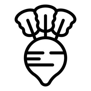 Turp kırpma ikonu ana hatları vektörü. Organik tarım yiyeceği. Yaz sebze hasadı