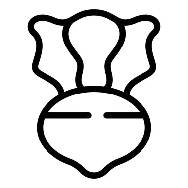 Turp kırpma ikonu ana hatları vektörü. Yeşillik vitaminli sebze. Salata diyeti yaprağı