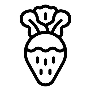 Taze şalgam ikonu ana hatları vektörü. Bahar tarlası şalgam. Yenilebilir sebze kökü