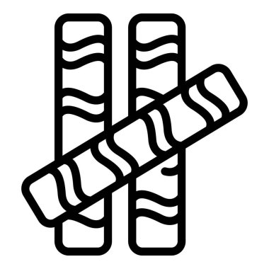 Wafer tatlı pipet ikon ana hatları vektörü. Hamur işlenmiş çubuklar. Gofretli börek