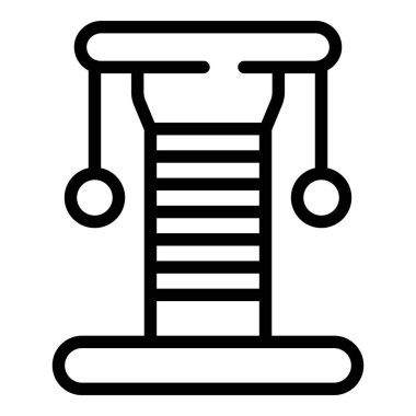 Kedi kaşıyıcı sütun simgesi ana hat vektörü. Yumuşak tırmanma kulesi. Kedi tırmalaması tırmalama