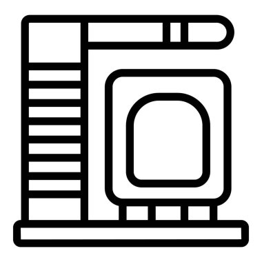 Kedi kaşıyıcı ev ikonu ana hatları vektörü. Yumuşak kedi yuvası. Kedi mobilyası oynuyorum.