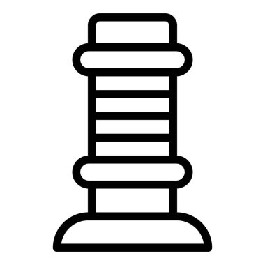 Kedi eğlencesi tırmalayıcı sütun simgesi ana hatları vektörü. Kedi tırmalama kulesi. Karton kaşıma aracı