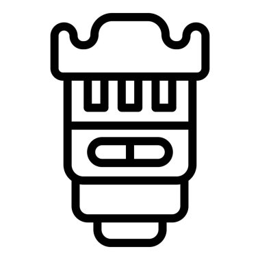 Fotoğraf makinesi yakınlaştırma merceği ikon ana hatları vektörü. Profesyonel fotoğraf ekipmanları. Resim aygıtını yakala ve kaydet