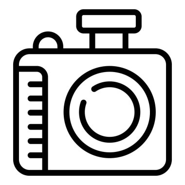 Medya fotoğraf makinesi ikonu ana hatları vektörü. Fotoğraf dijital aygıtı. Fotoğraf yakalama aygıtı