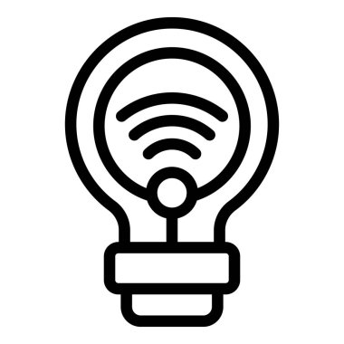 Kablosuz ev ışığı ikonu ana hatlı vektör. Akıllı ev kumandası. Sanal ev asistanı