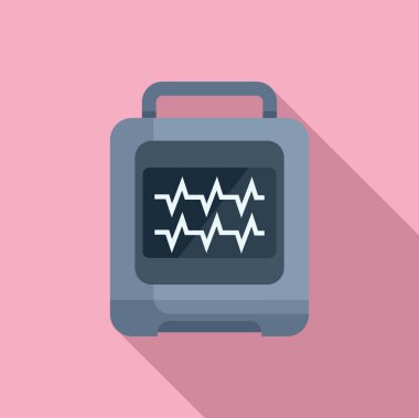 Tıbbi defibrilatör ikonu düz vektör. Taşınabilir cihaz. Yardım kalp yardım