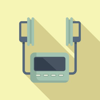 Kardiyovasküler defibrilatör düz vektör. Hasta kalp krizi geçiriyor. Hayat kurtarma