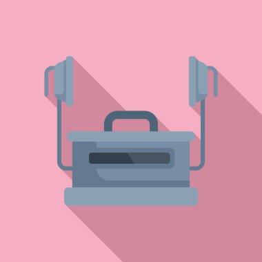 Kalp pili defibrilatör ikonu düz vektör. Otomatik bakım masajı. Güvenlik bakımı