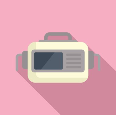 Solunum defibrilatörü ikonu düz vektör. Kalp krizi geçirmiş. Dikkat masajı