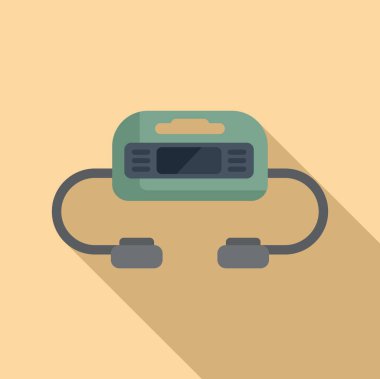 Kardiyak defibrilatör düz vektör. Kalp krizi geçirdi. Otomatik bakım