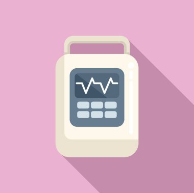 Otomatik defibrilatör düz vektör simgesi. Nefes darlığı sorunu. Kalp bakımı