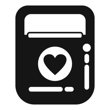 Kardiyoloji defibrilatör simgesi basit vektör. Solunum krizi. Bakım hayatı