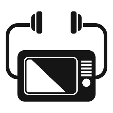 Küçük defibrilatör simgesi basit vektör. Taşınabilir cihaz. Kalp krizi geçirmiş.