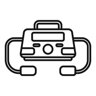 Defibrilatör aygıt simgesi ana hatları vektörü. Tedavi atağı. Hayat kurtarıcı