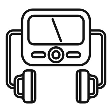 Diriltme defibrilatörü ikon ana hatları vektörü. İlk yardım. Modern aygıt