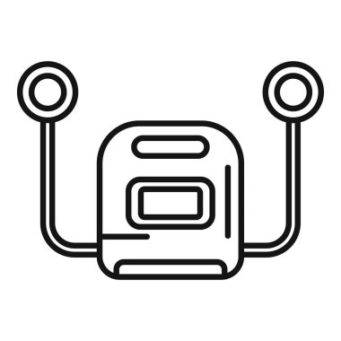 Kardiyopulmoner defibrilatör ikon ana hatları vektörü. İlk yardım. Taşınabilir aygıt